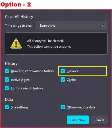 How-To Clear Cookies In Firefox Browser - Option 2